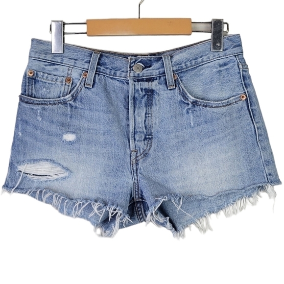 Levi's 501 Shorts Button Fly Frayed Hem 26 - Picture 2 of 12